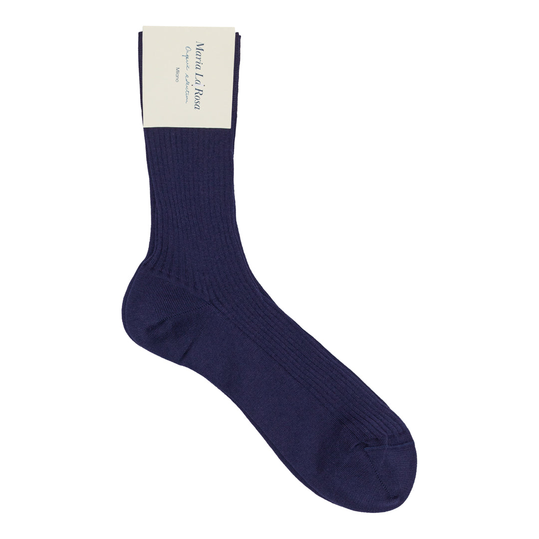 Ribbed Organic Cotton Strømper - Inchiostro