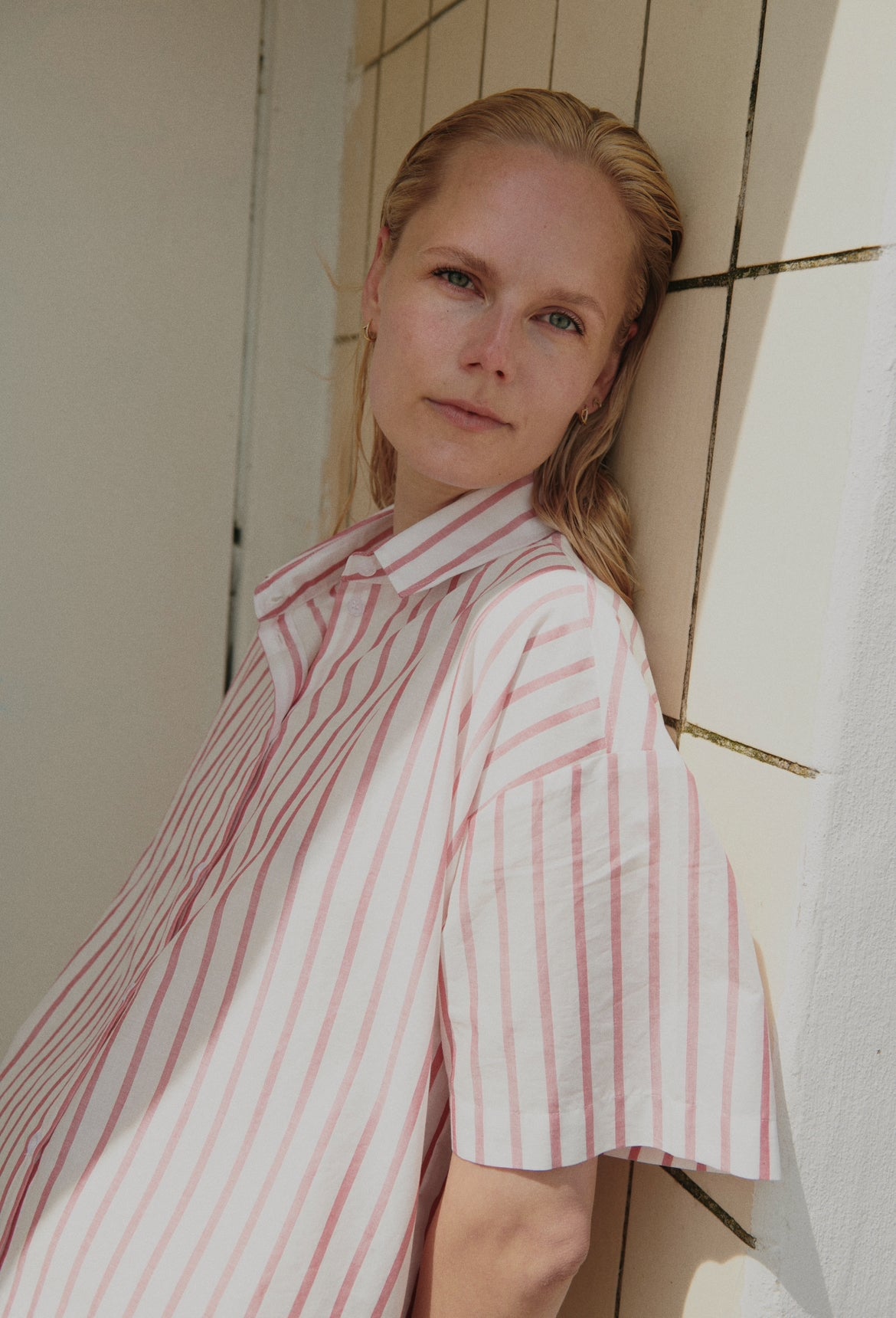 Ficus Folium Summer Shirt - Faded Red Stripe - Lubarol