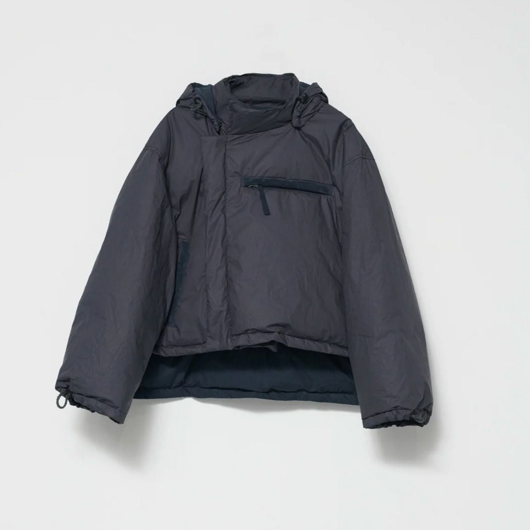 Organic Cotton Ribstop Puffer Jacket - Navy