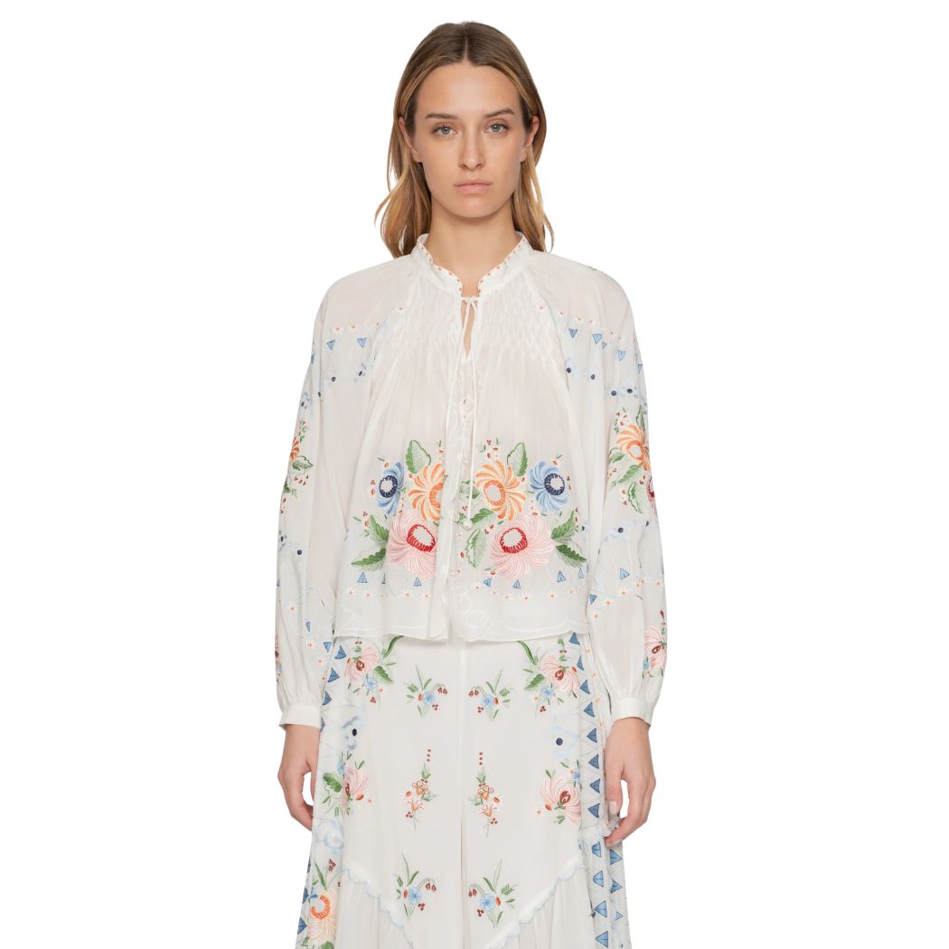 Serafina Embrodiery Bluse - Cream