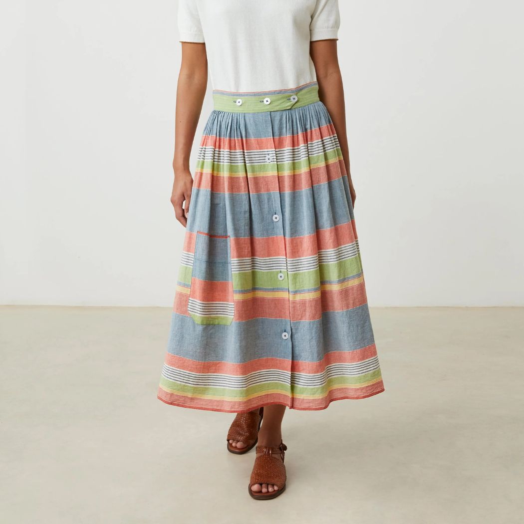 Nederdel Mona N°837 Sand Stripes - Multico