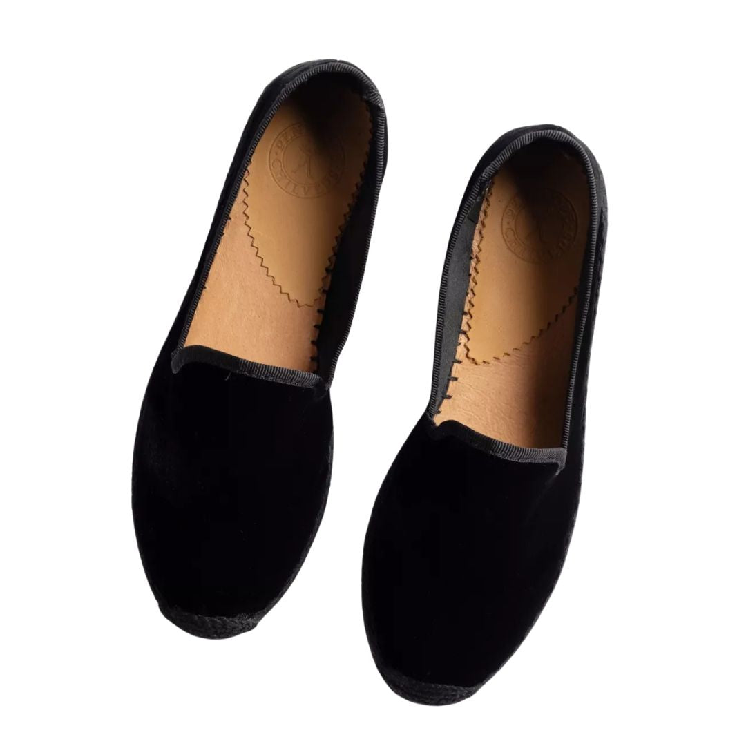 Nonno Velvet Espadrille - Sort