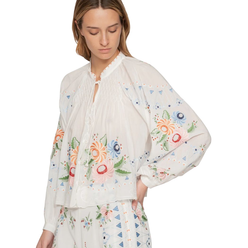 Serafina Embrodiery Bluse - Cream
