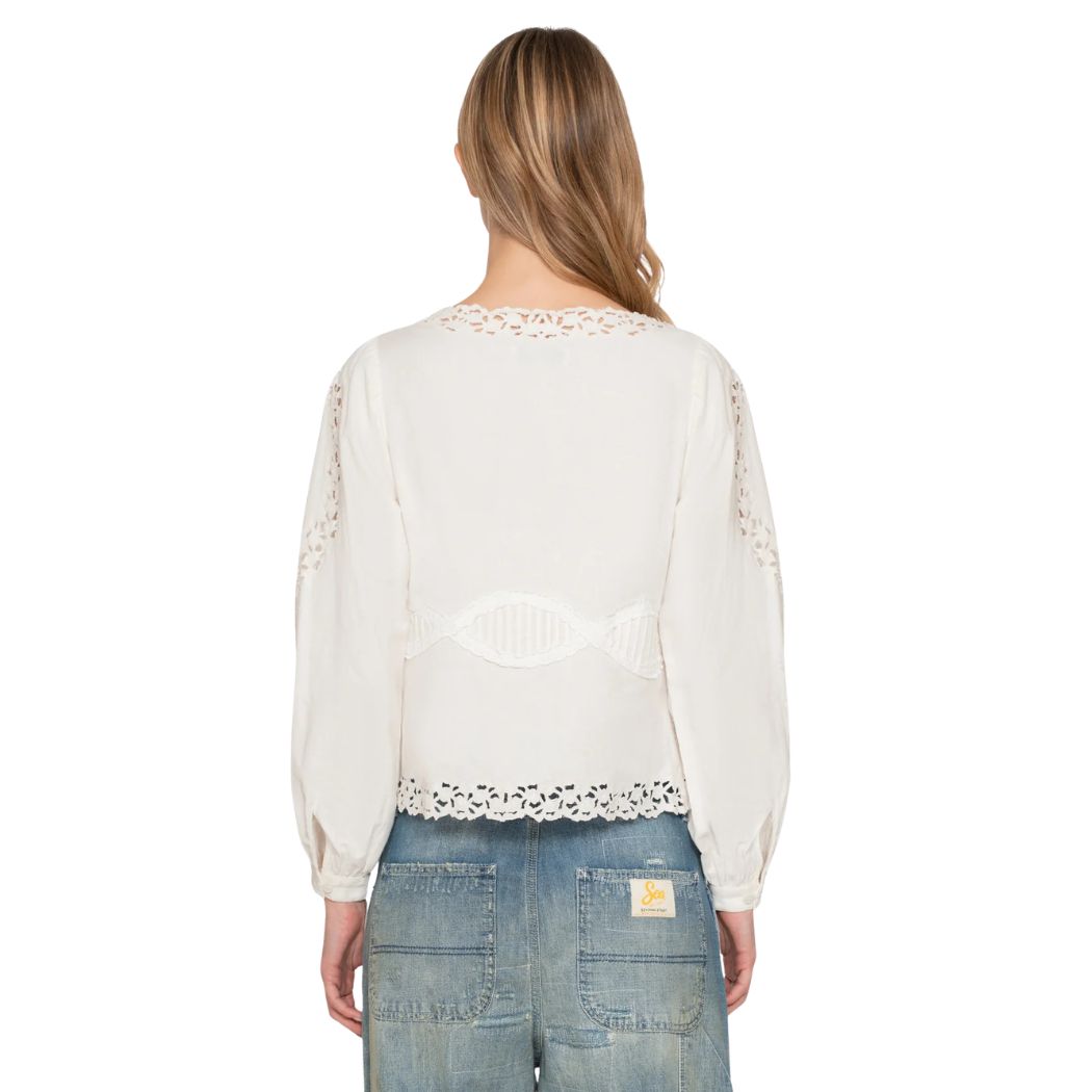 Sofia Embroidery Bluse - Cream