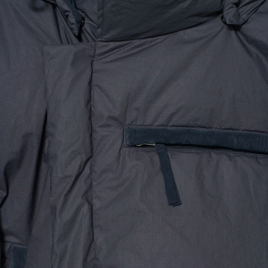 Organic Cotton Ribstop Puffer Jacket - Navy