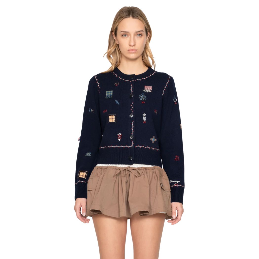 Claira embroidered Cardigan - Navy