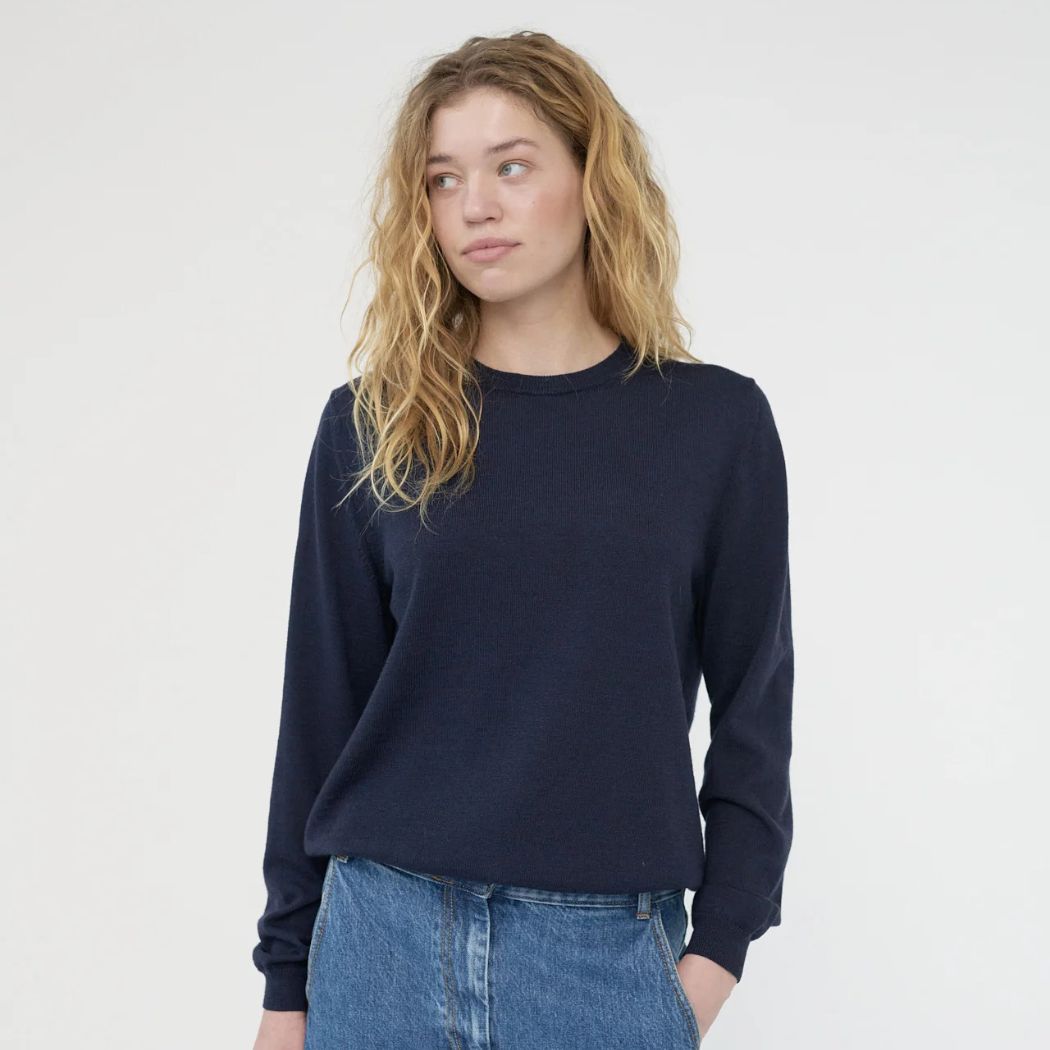 Merino knit crew neck - Navy