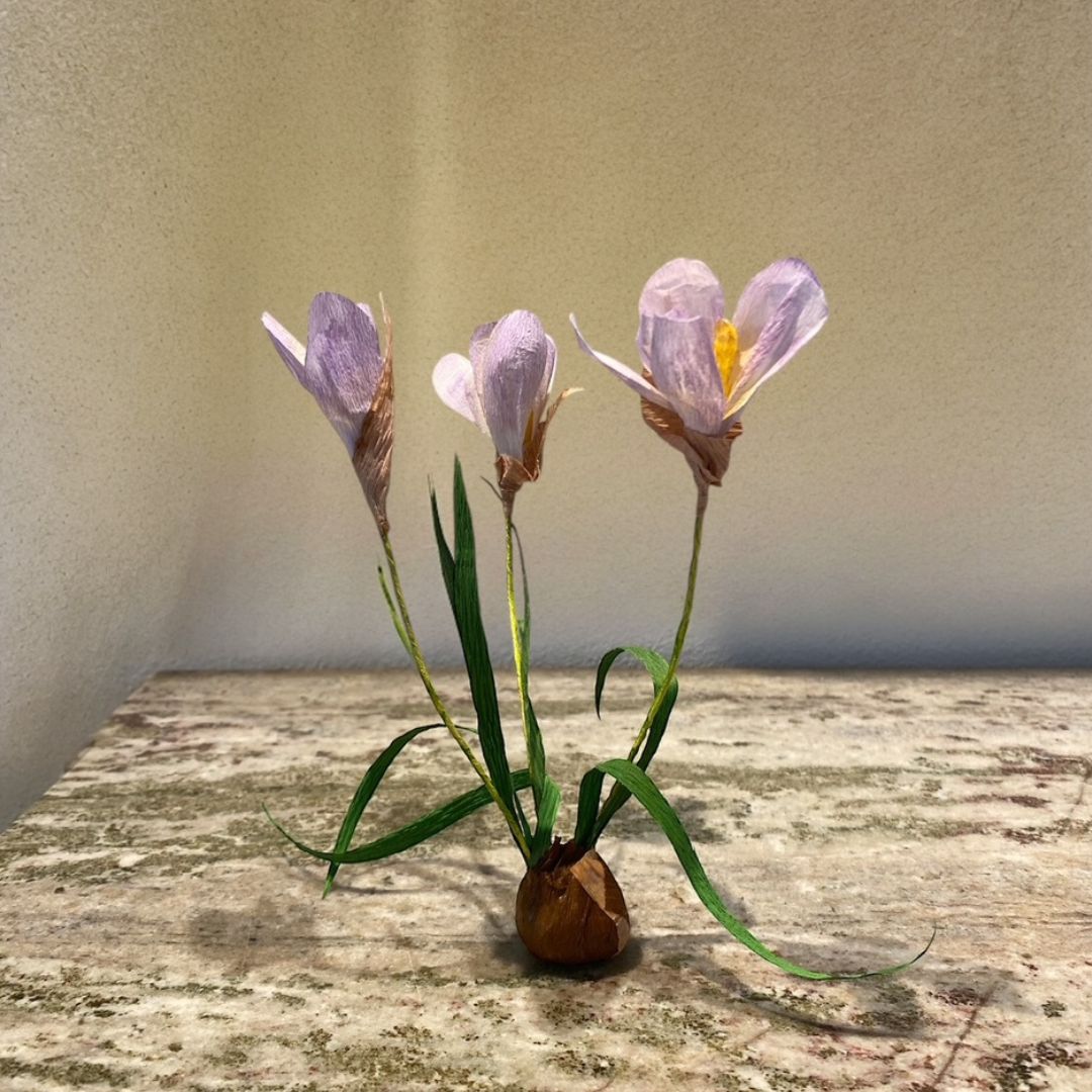 Paper flower - 3 purple crocuses