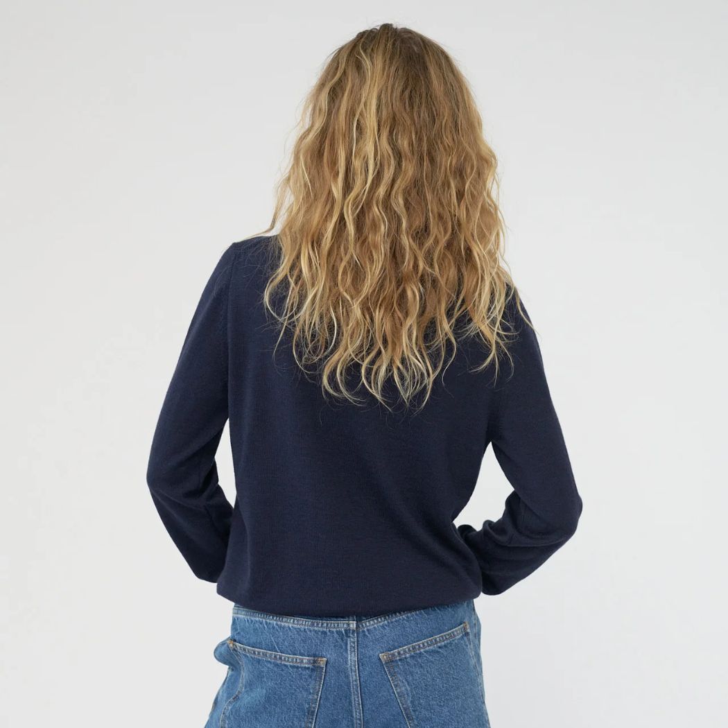 Merino knit crew neck - Navy