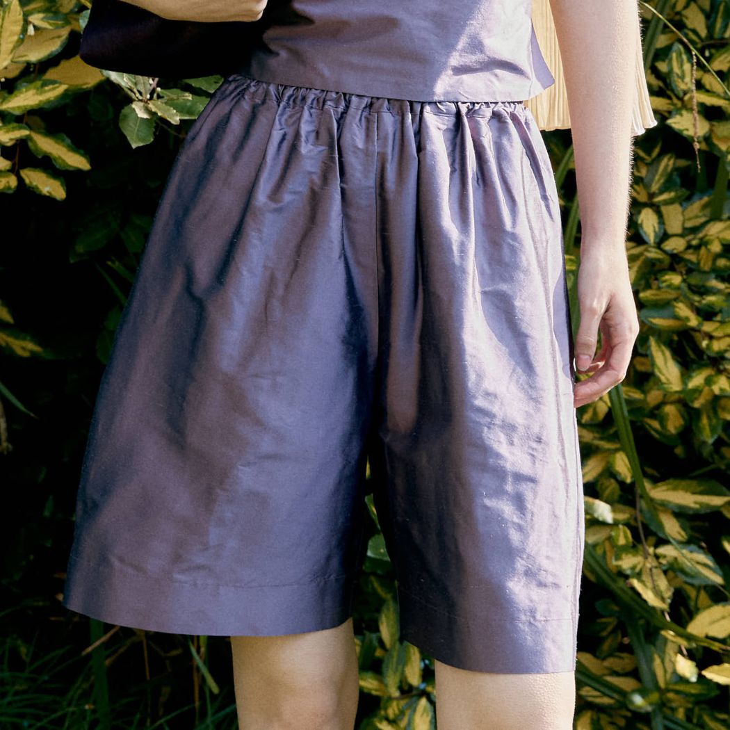 Silk Dupion Hilda Shorts - Plum