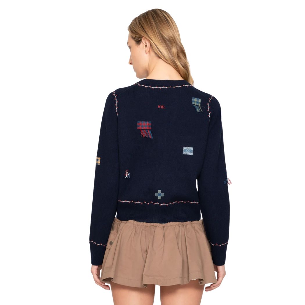 Claira embroidered Cardigan - Navy