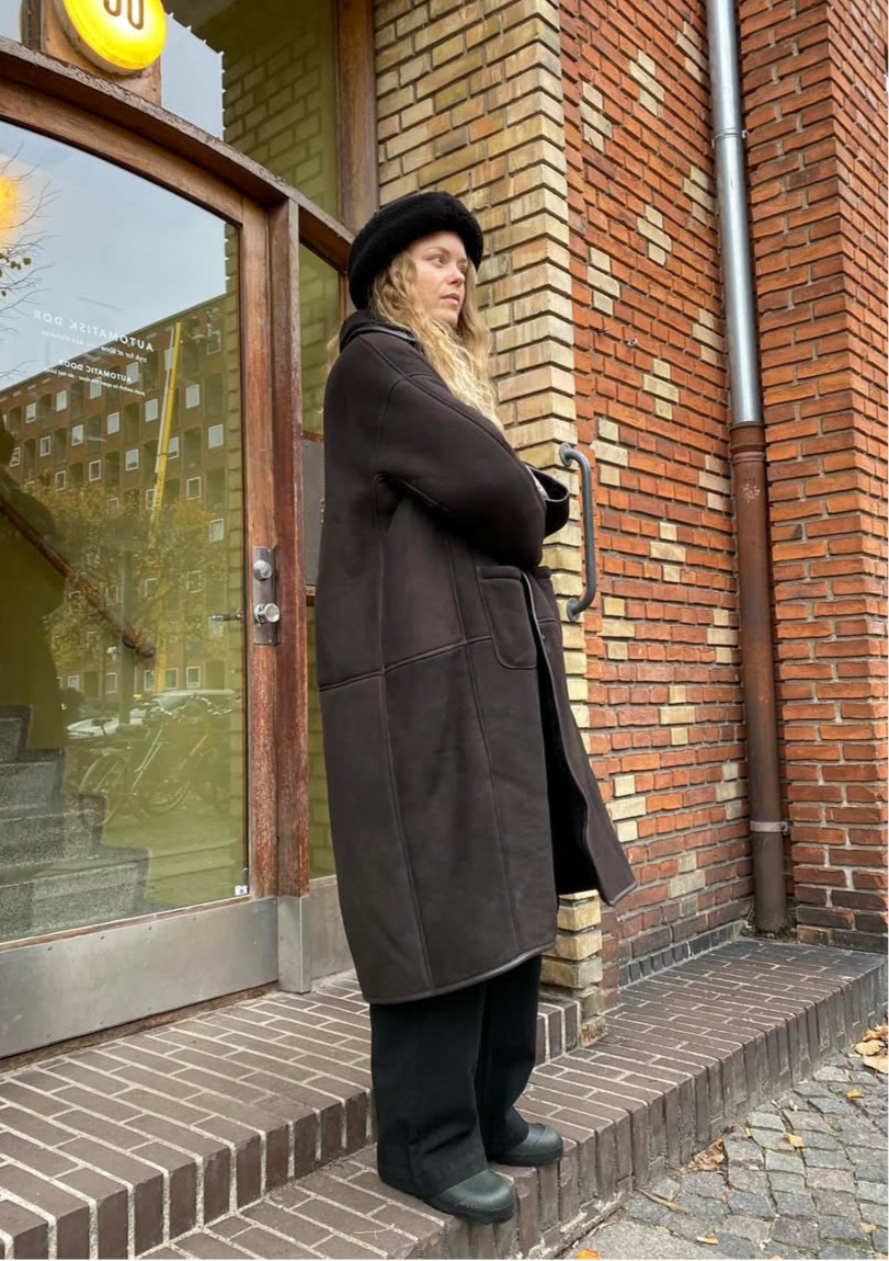 Sheepskin Suede Curly Roo Frakke - Chocolate