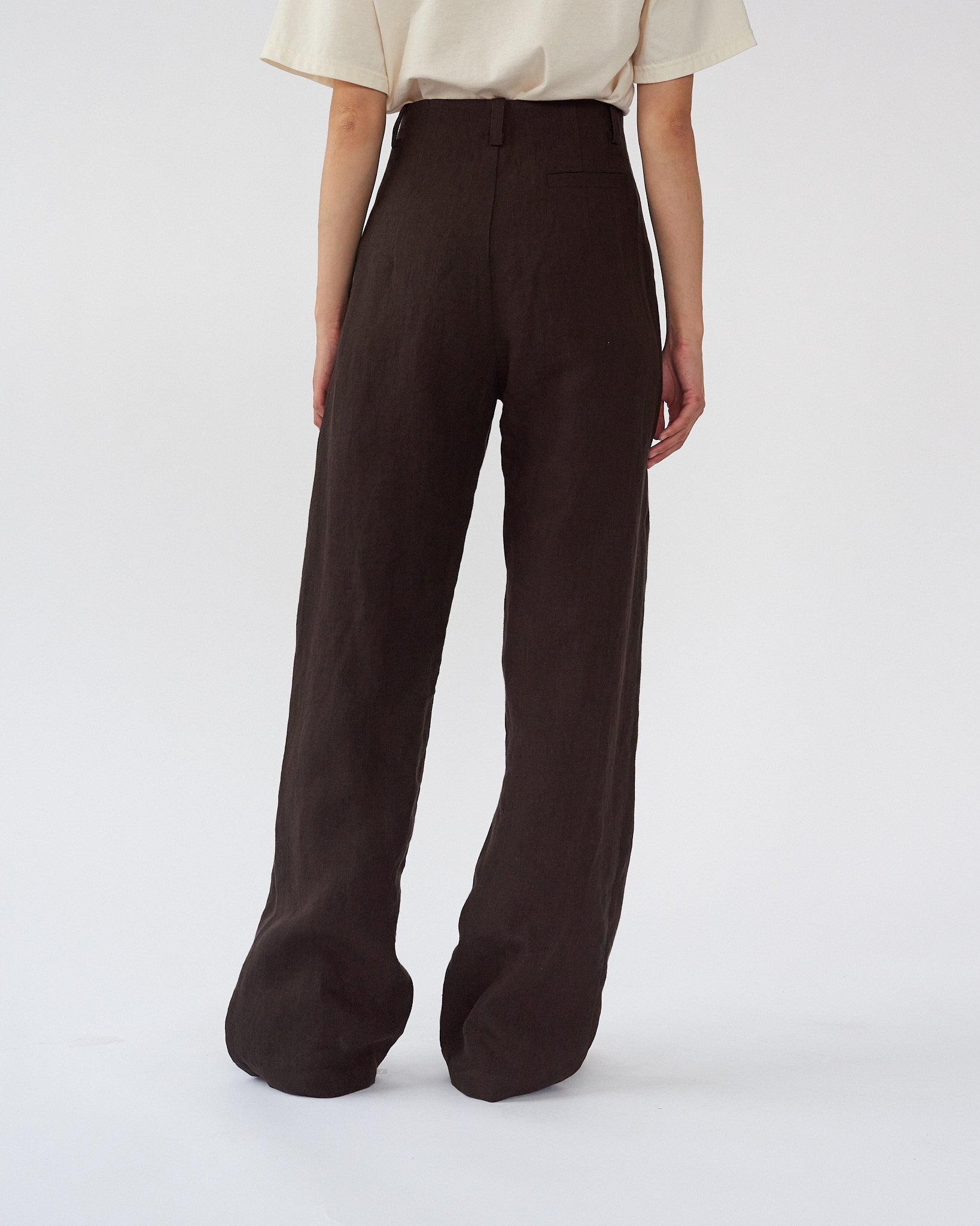 Linen Box Pants - Dark Brown