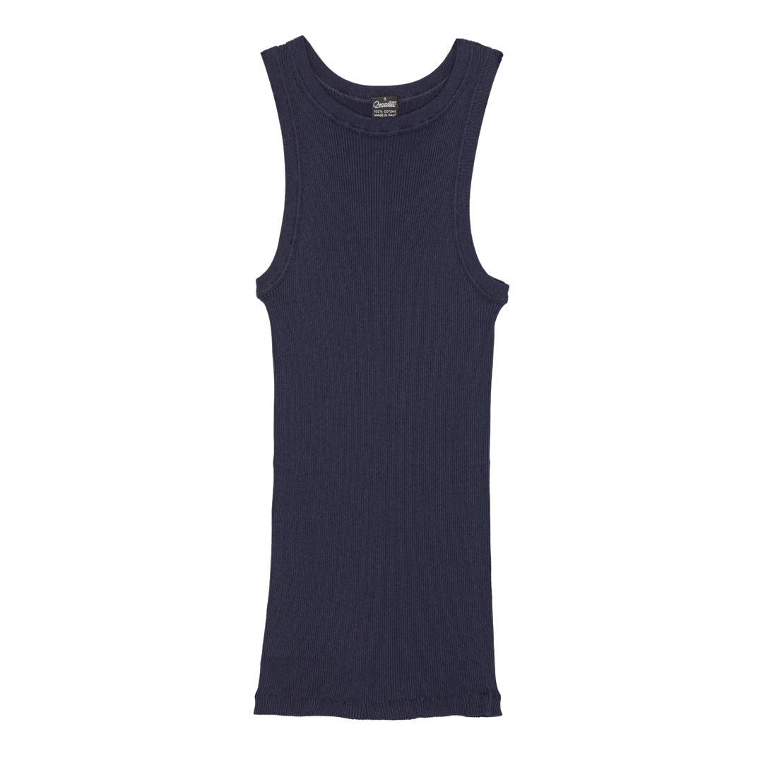 Americana Cotton Tank Top 7165 - høj udskæring - Deep Blue