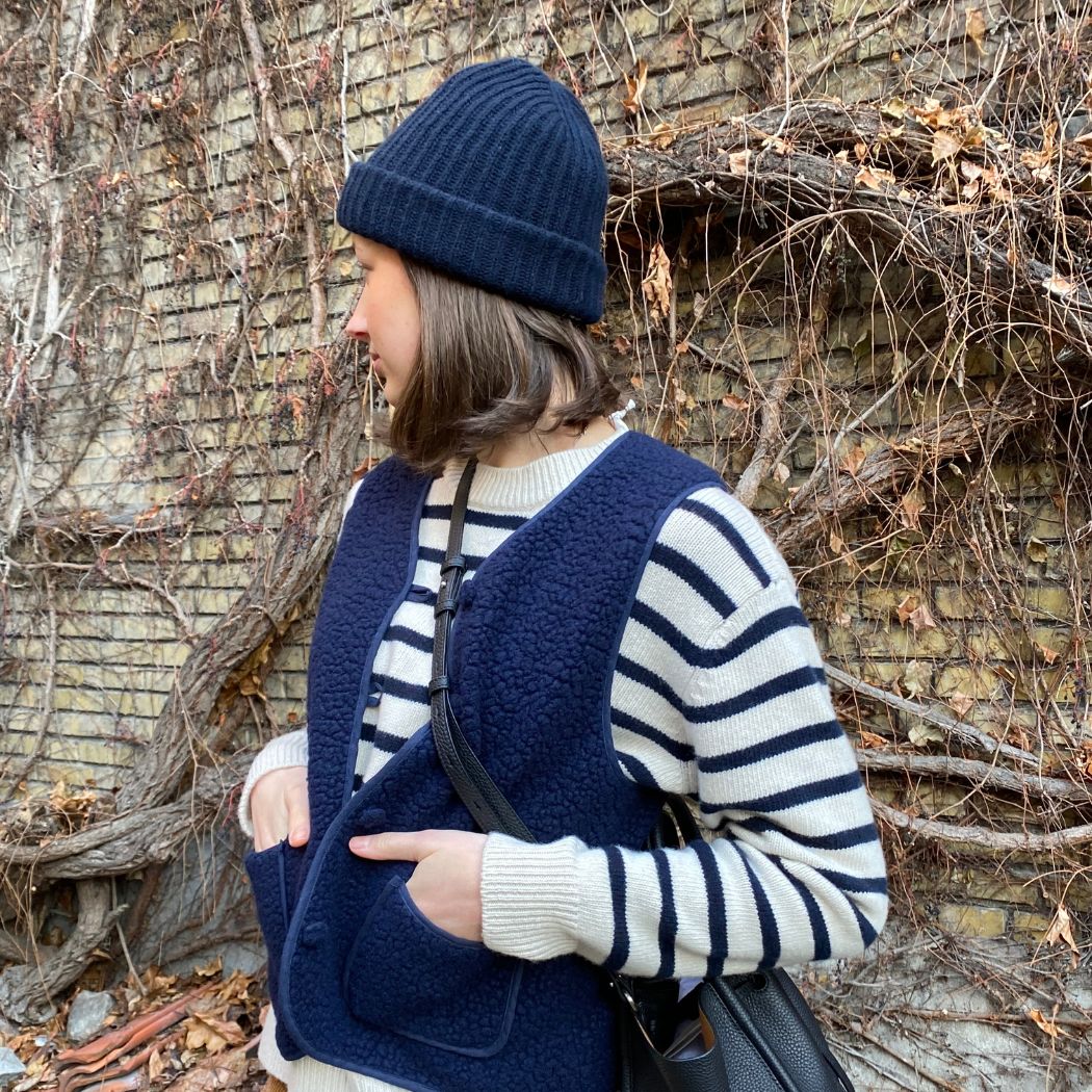 Billie Cashmere Beanie - Navy