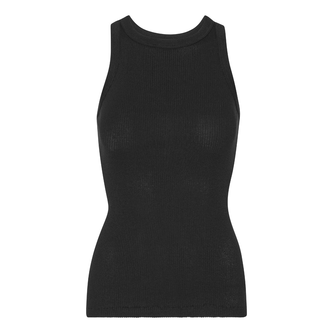 Americana Cotton Tank Top 7165 - høj udskæring - Sort