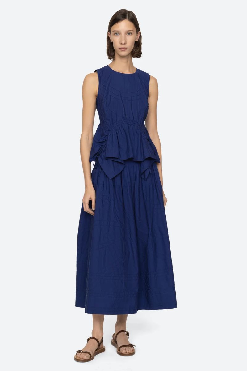 Camden Cotton Poplin Tank Top - Blueberry