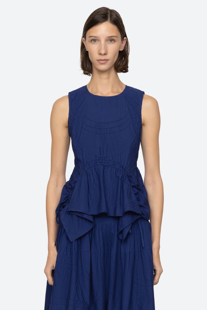 Camden Cotton Poplin Tank Top - Blueberry