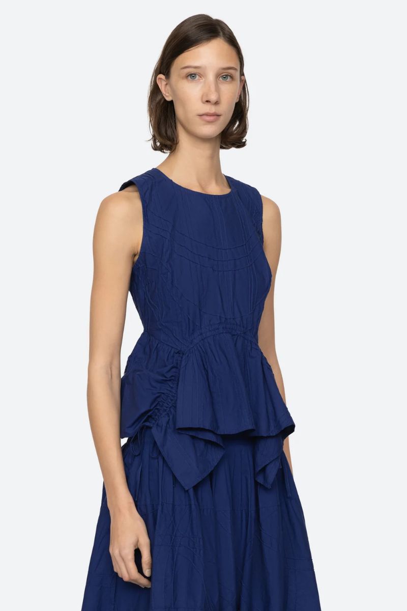 Camden Cotton Poplin Tank Top - Blueberry