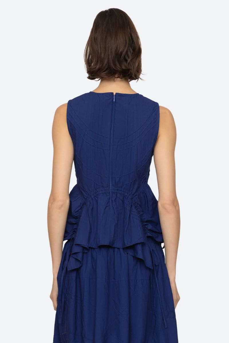 Camden Cotton Poplin Tank Top - Blueberry