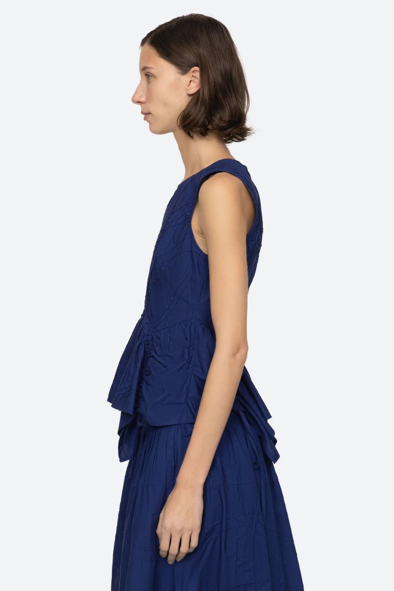 Camden Cotton Poplin Tank Top - Blueberry