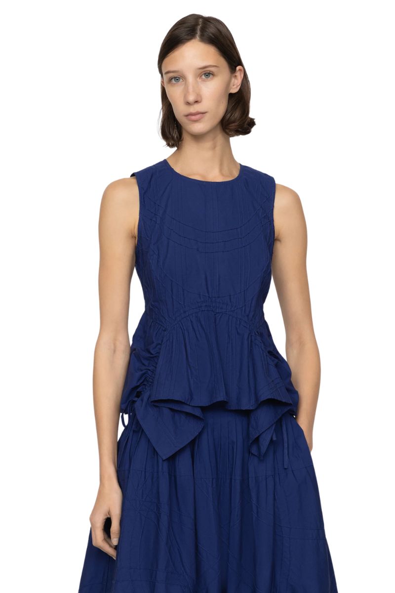 Camden Cotton Poplin Tank Top - Blueberry