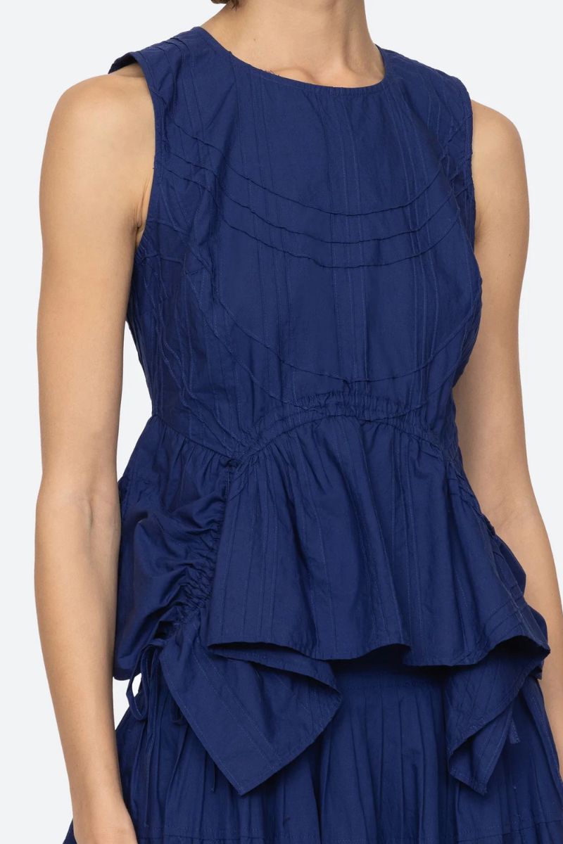 Camden Cotton Poplin Tank Top - Blueberry