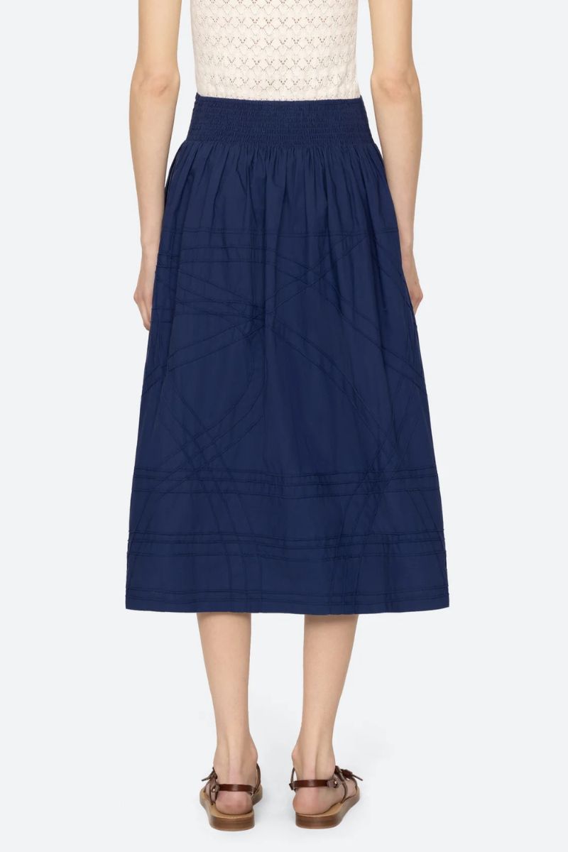 Camden Cotton Poplin Midi Skirt - Blueberry