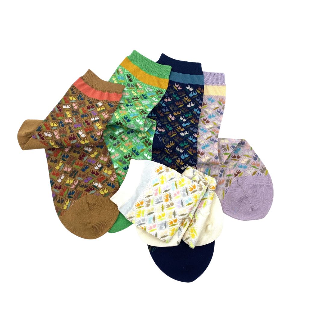 Dancing Tulips Strømper - Navy - Str. 36-40