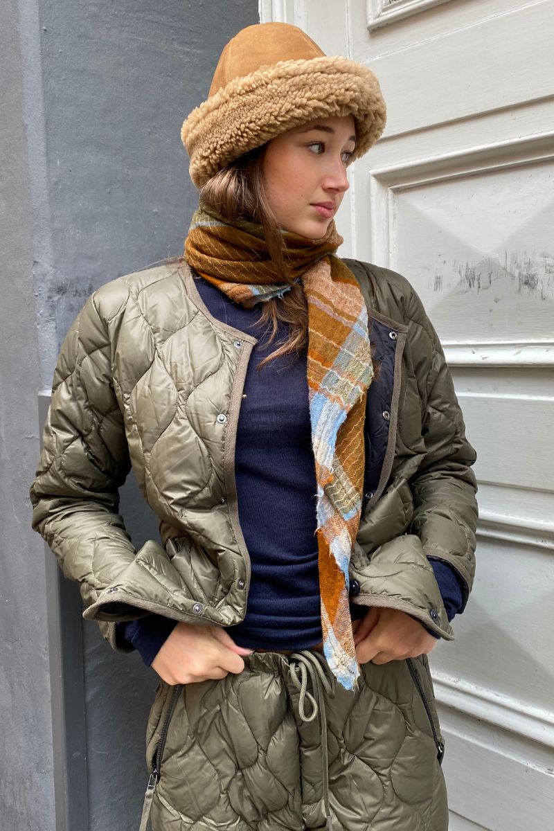 Military Crew Neck Down Jakke - Dark Olive