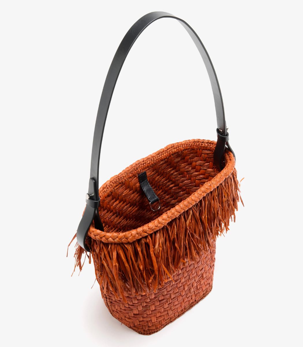 Bucket Bag in Raffia - Rust