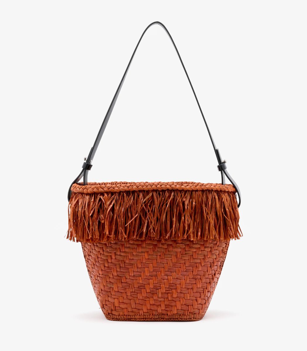 Bucket Bag in Raffia - Rust