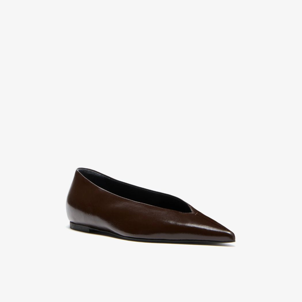 Slash Flats in Slick Nappa - Chocolate