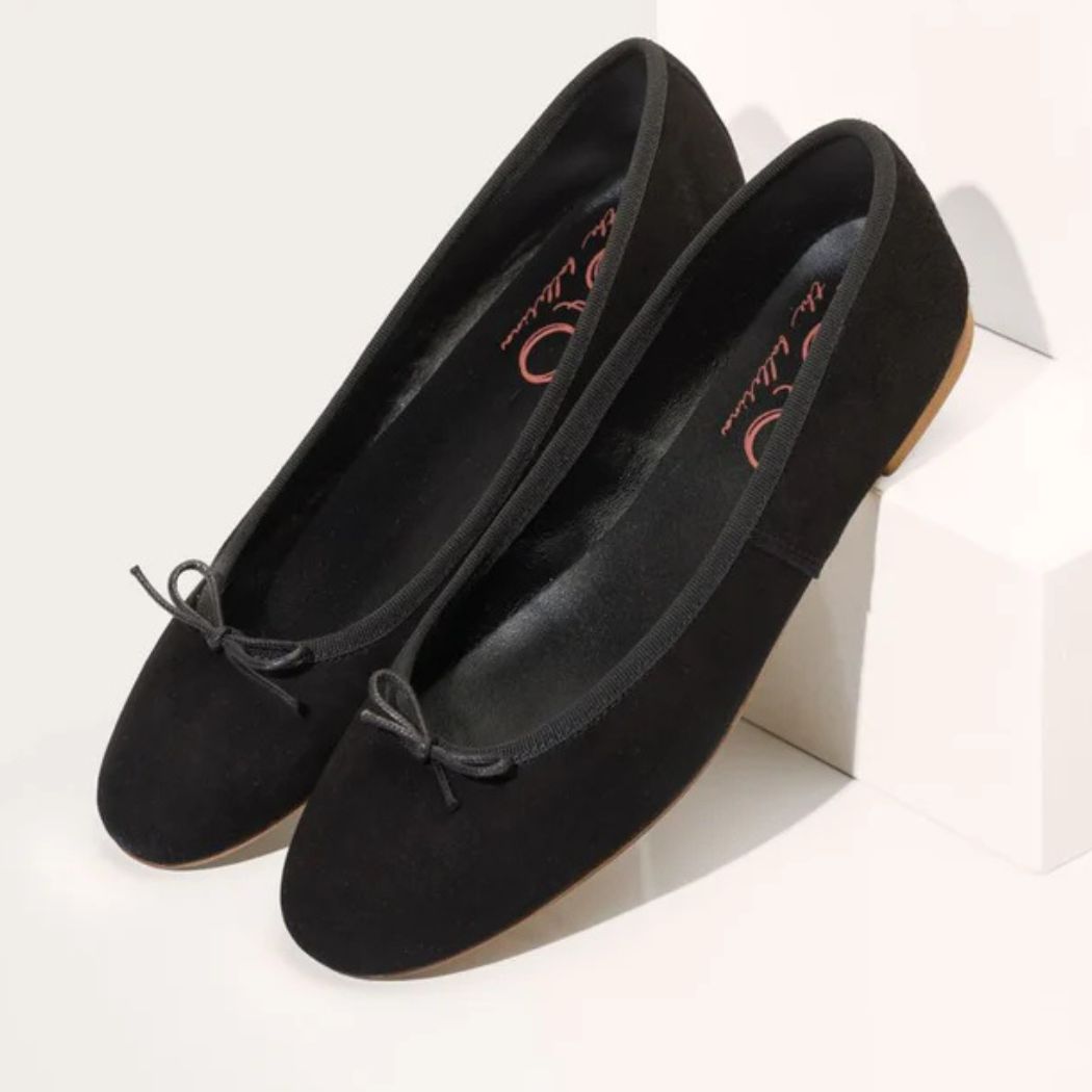 Capri Nappa Ballerina Shoes - Black
