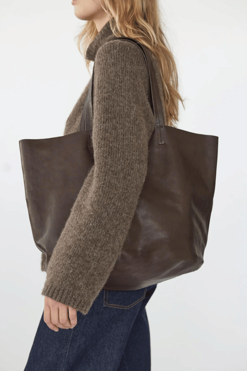 Full Grain Leather Tote Bag - Brown