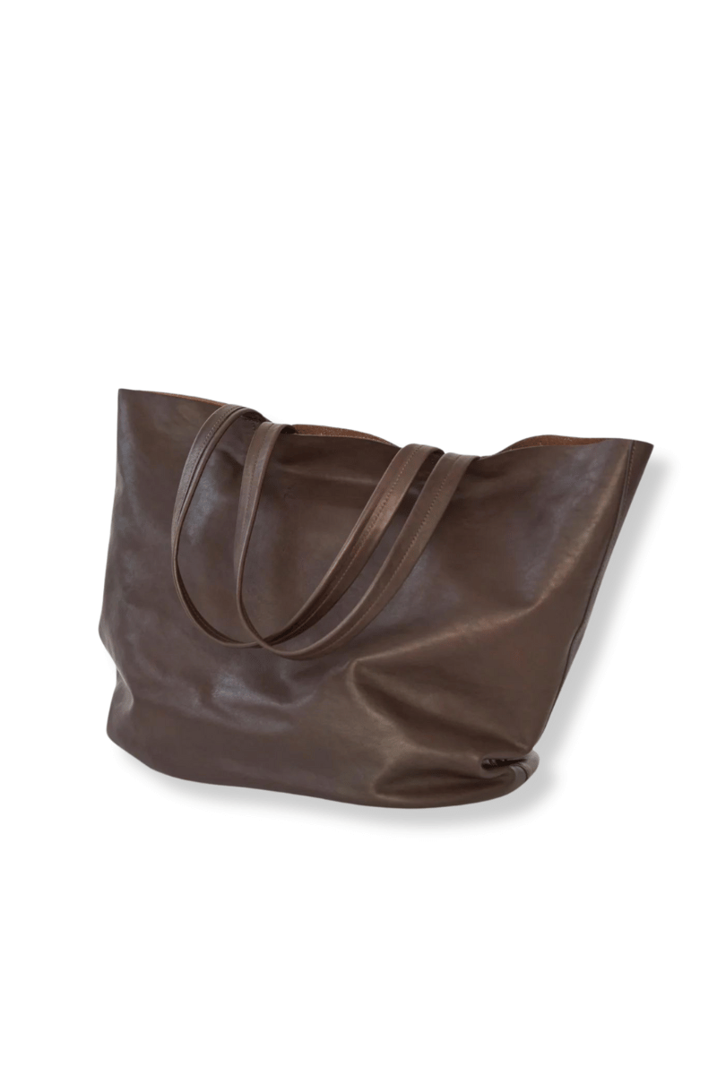 Full Grain Leather Tote Bag - Brown