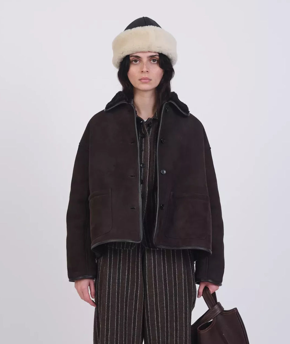 Suede Back Curly Hair Avis Jakke - Chocolate