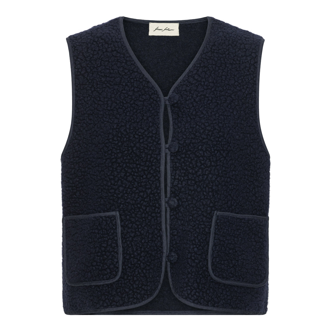 Katie Vest - Navy Blue filted thick wool