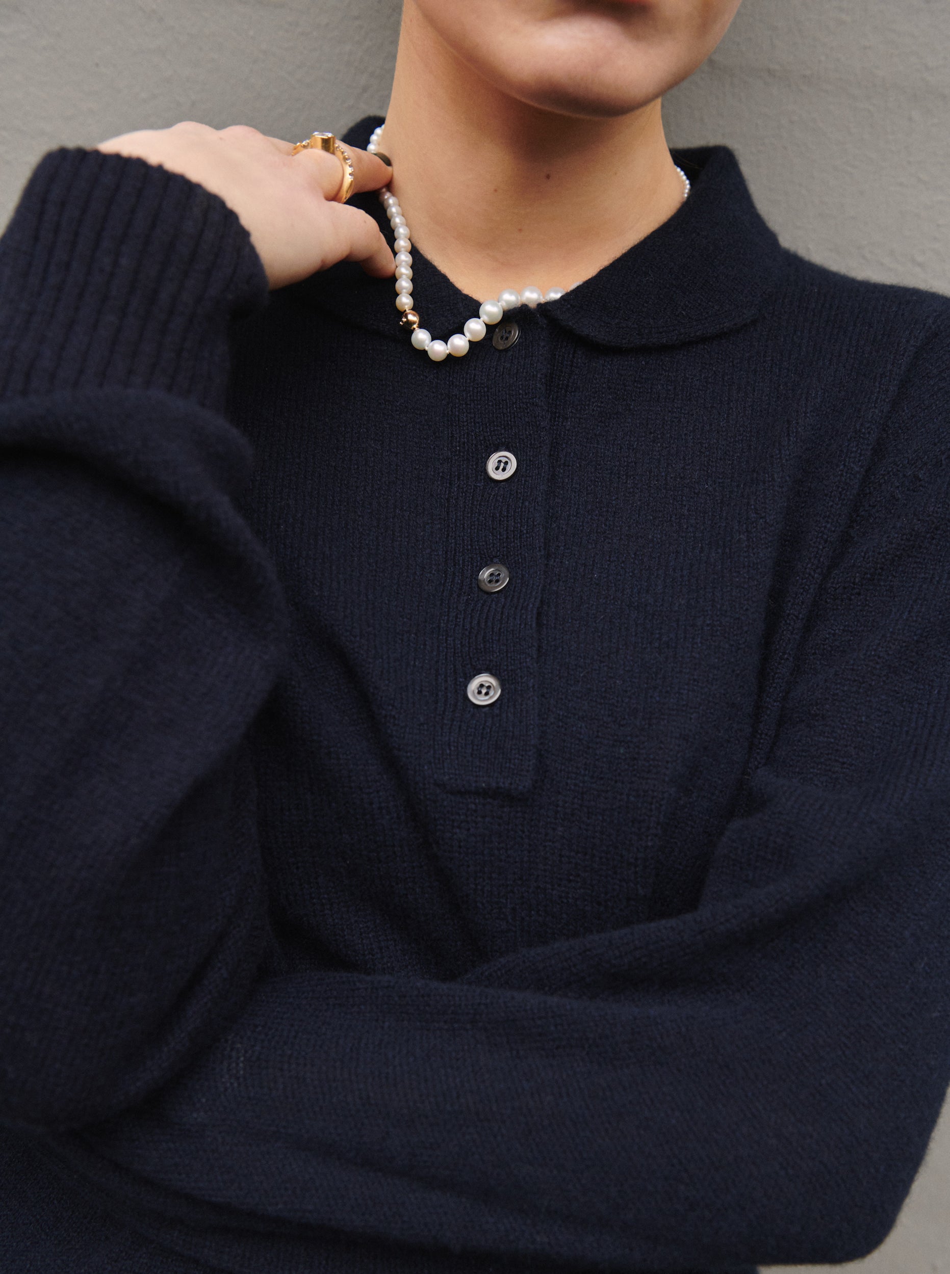 Cashmere Polo - Navy