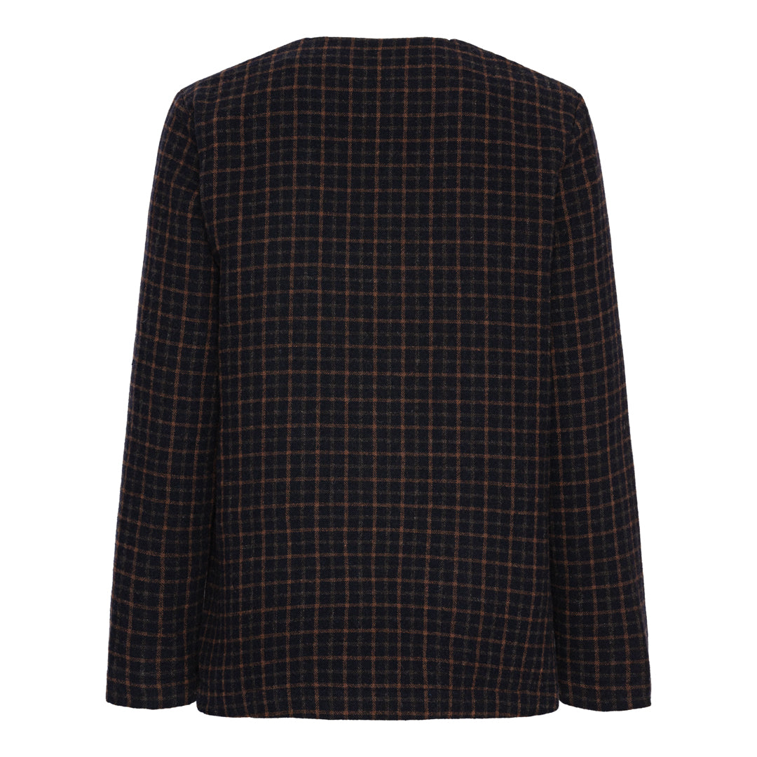 Lily Jacket - Navy Check Double side wool