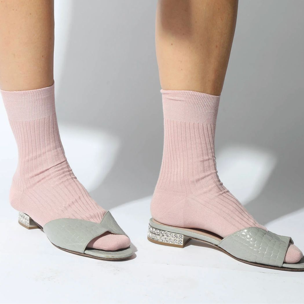 Ribbed Organic Cotton Socks - Cipria