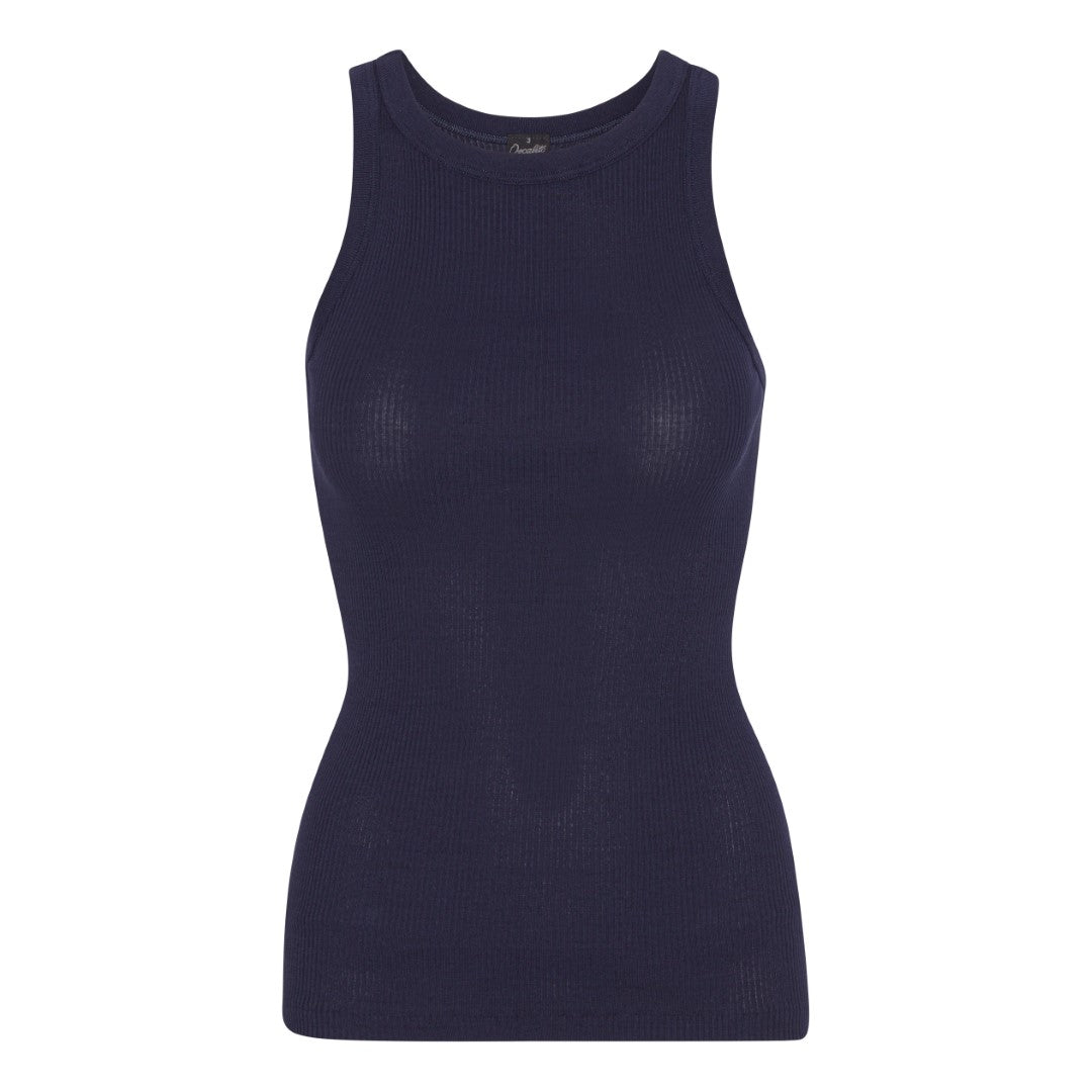 Americana Cotton Tank Top - høj udskæring - Deep Blue