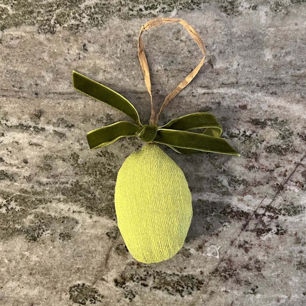 Linen Easter ornament with velvet bow