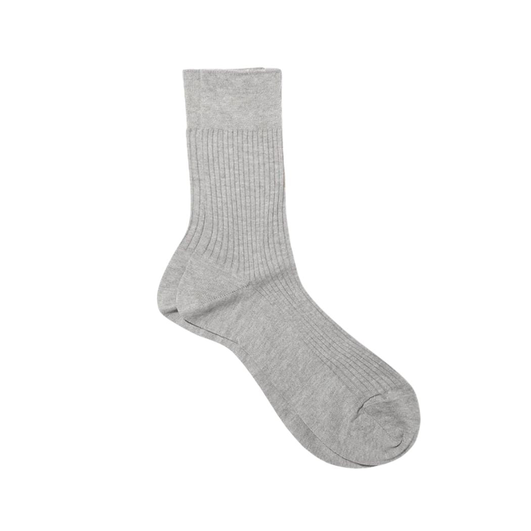 Ribbed Organic Cotton Socks - Perla melange