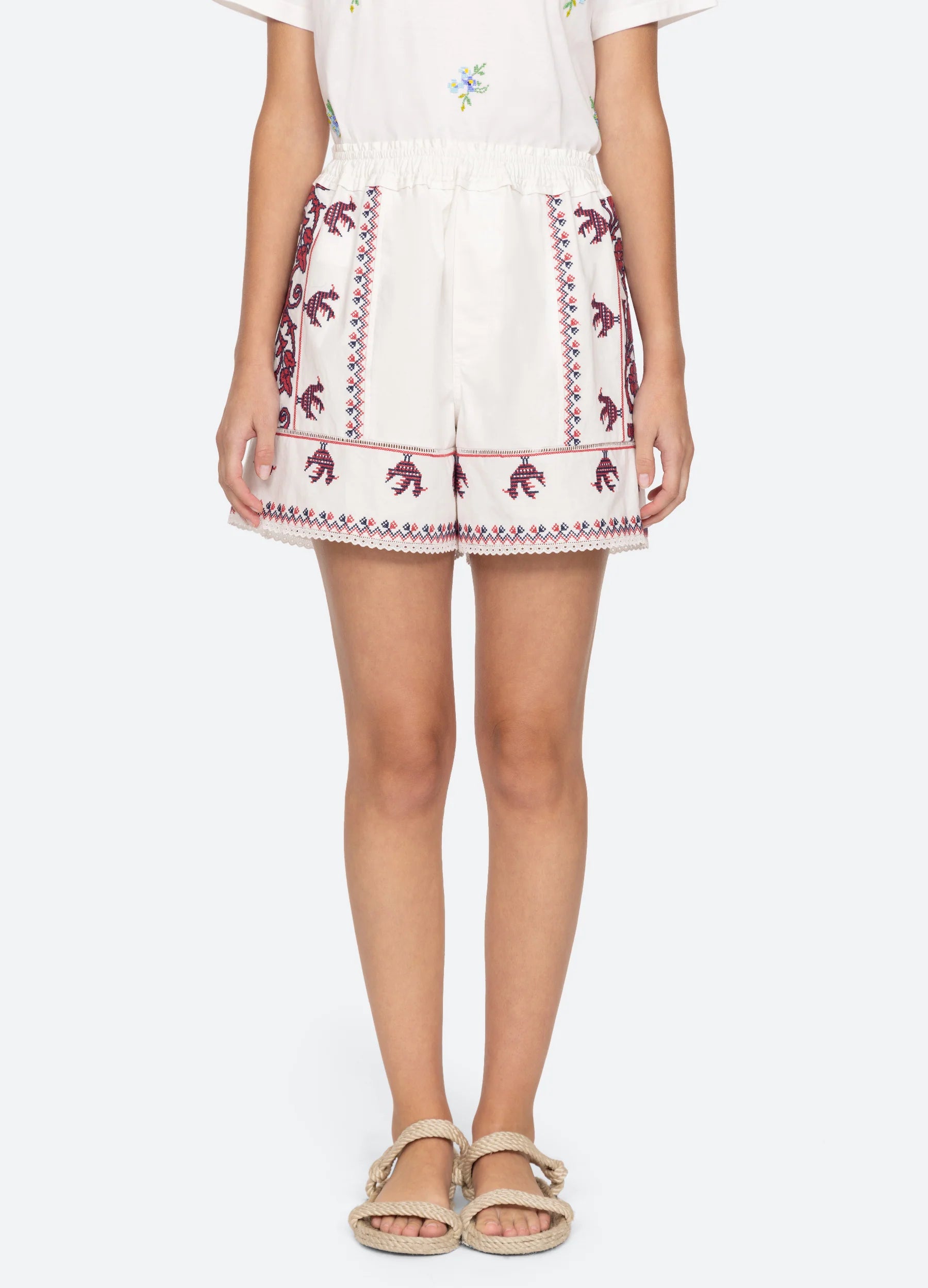 Beena Embroidery Shorts - White