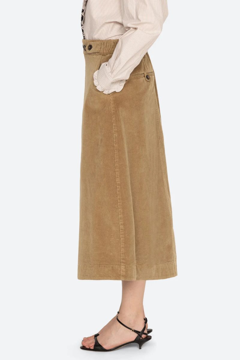 Garrett Midi Skirt Cordouroy - Khaki
