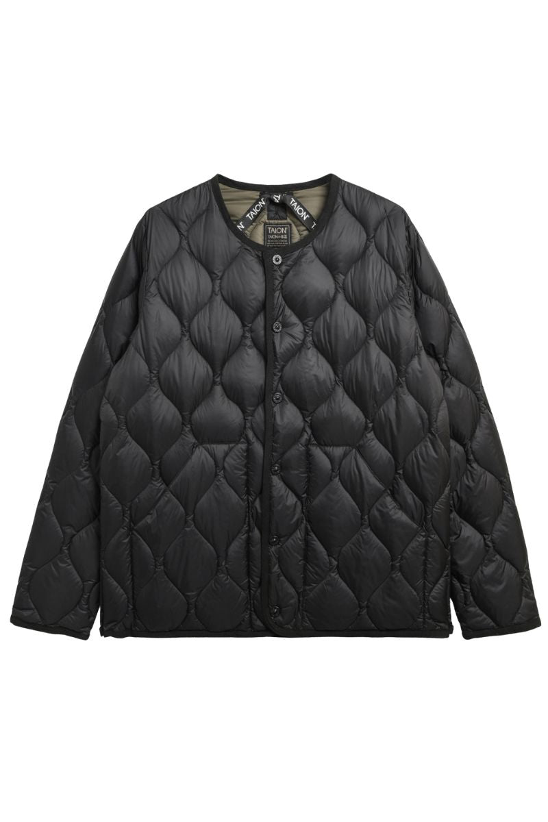 Military Crew Neck Down Jakke - Black