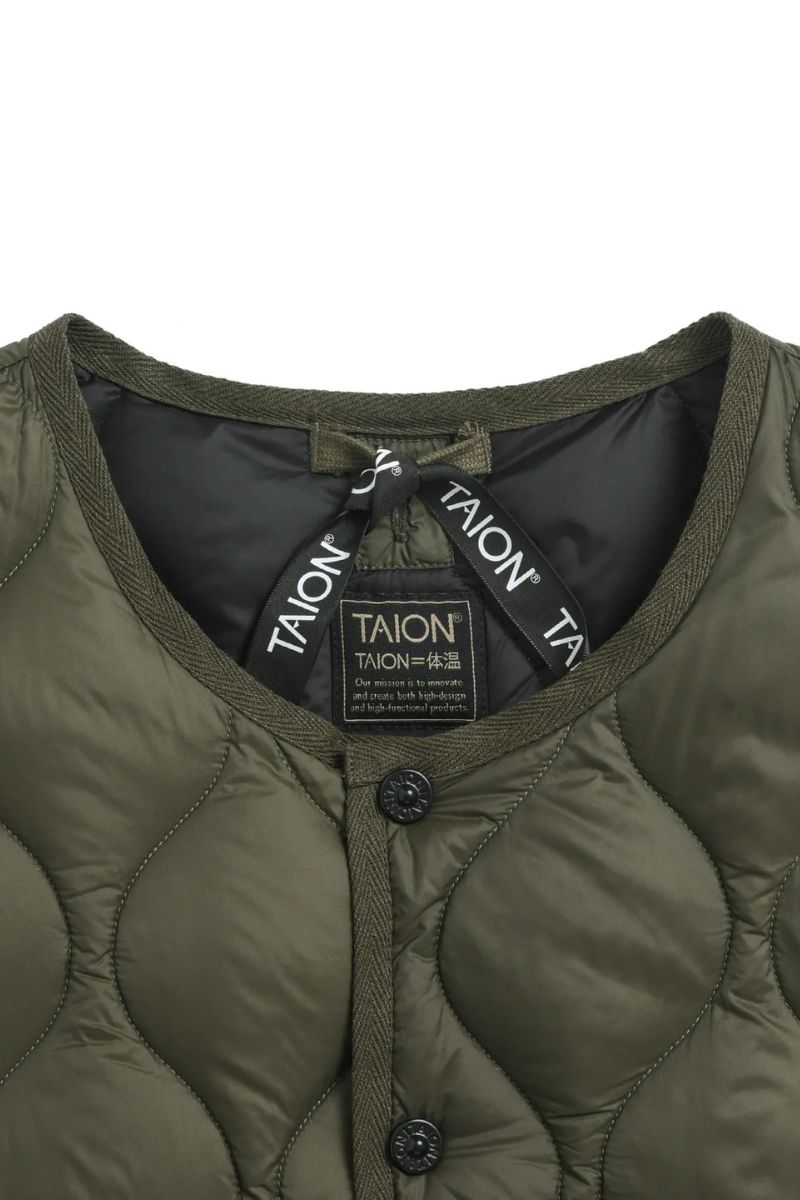 Military Crew Neck Down Jacket - Dark Olive