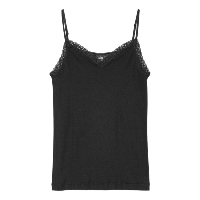 Top cotton lisle lace trim 312 - Black