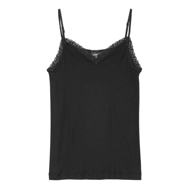 Top cotton lisle lace trim 312 W - Black